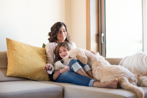 Mutter, Kind und Hund