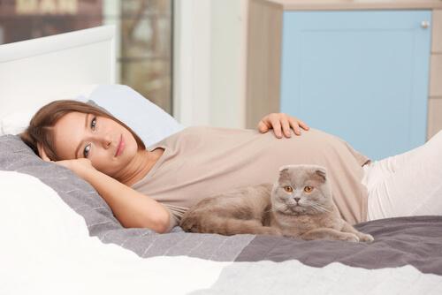 Schwangerschaft-und-Katzen - Frau mit Katze